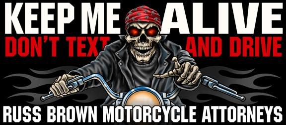 russ brown motorcycle lawyer texting awareness campaign