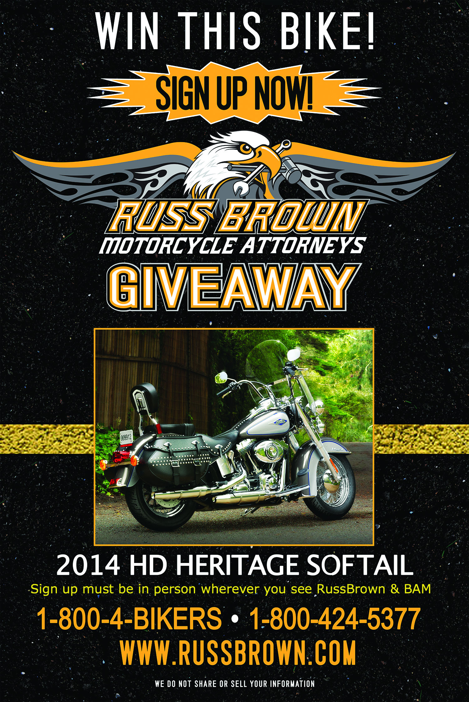 russ brown harley davidson motorcycle giveaway 2014